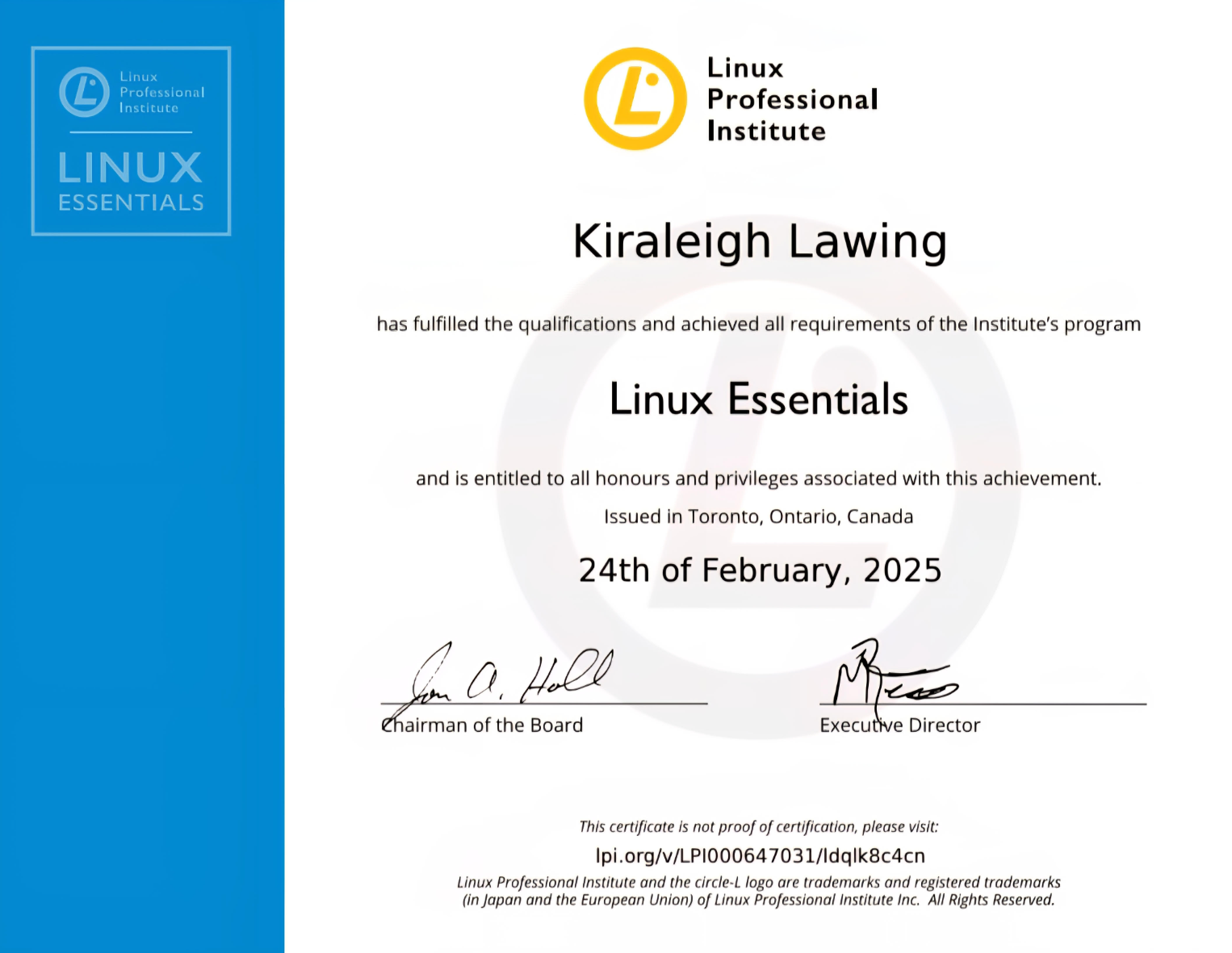 Linux Essentials certification badge